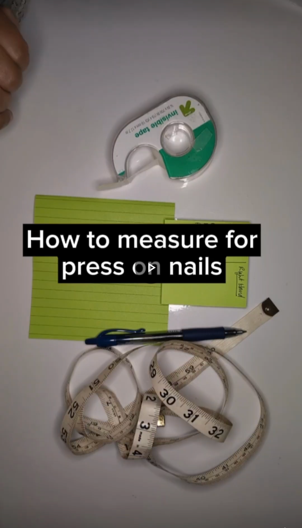 Load video: How to measure for press on nails.